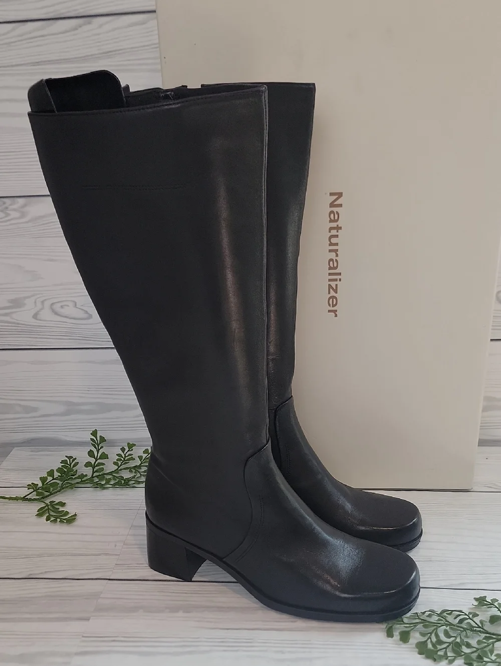 Naturalizer Auburn Hi Plus Knee-High Leather Boots - Black Womens Size 7.5